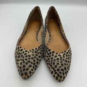 Corso Como Shoes Womens Size 8 Beige Leather Animal Print Flats Pointed Toe